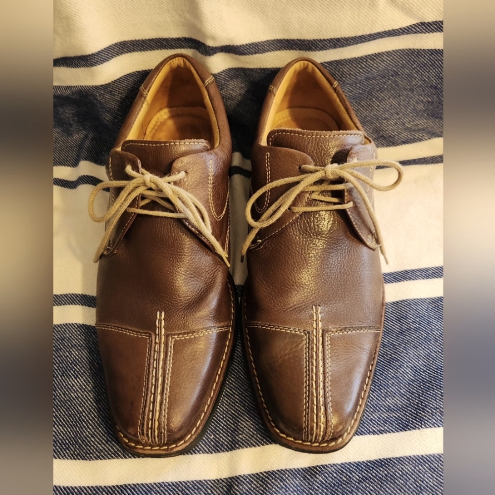 Mens Brown Leather Lace up Dress Shoes
